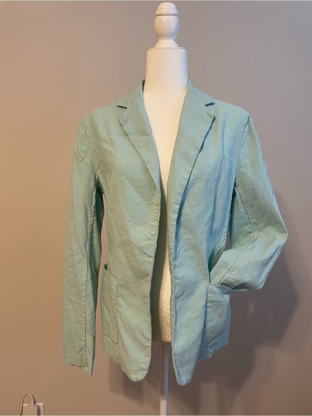 Frank & Eileen Dublin Linen-Blend Open-Front Blazer, in Color Seafoam